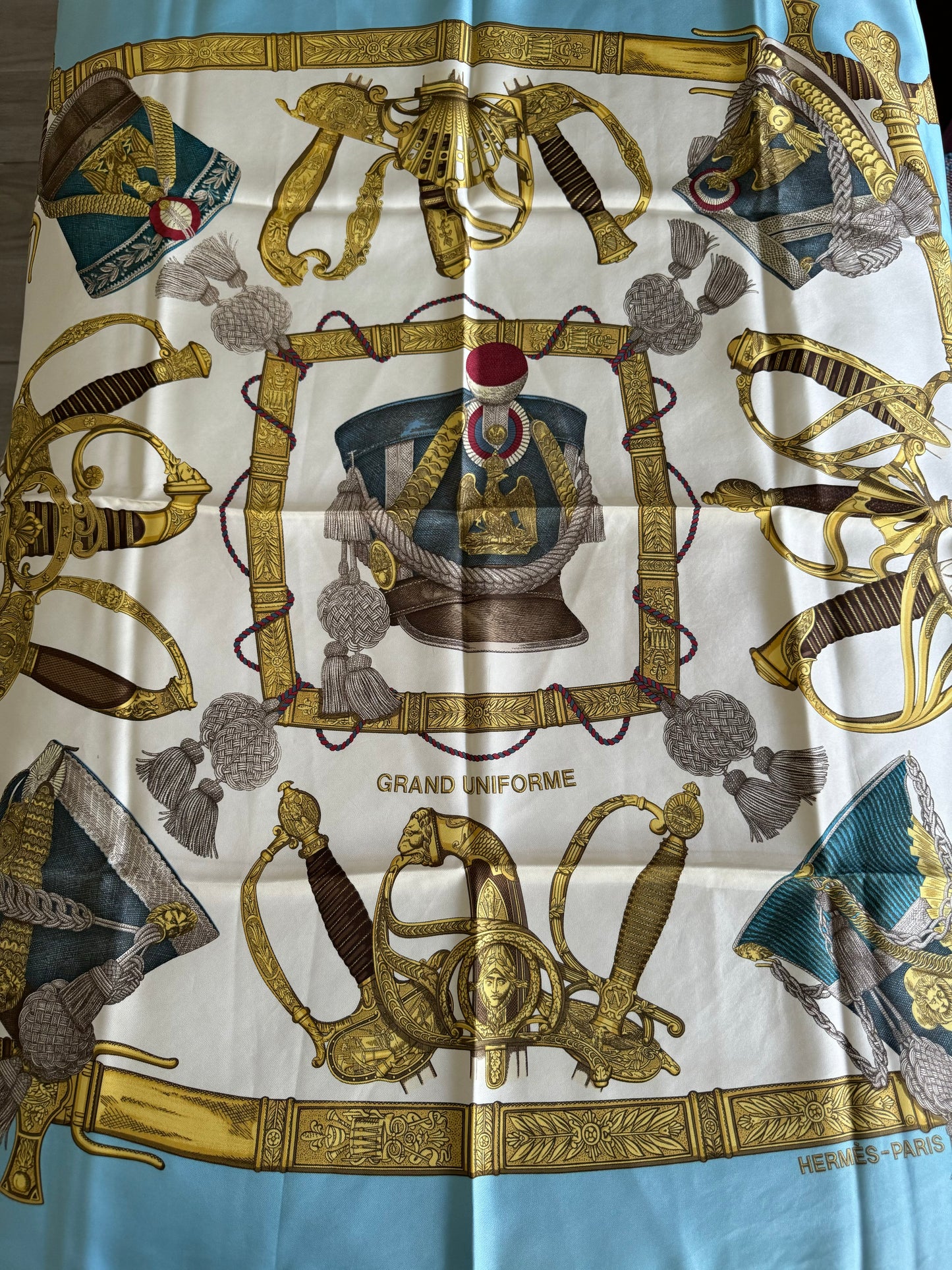 Hermes “Grand Uniforme” Scarf by Joachim Metz 100% Silk