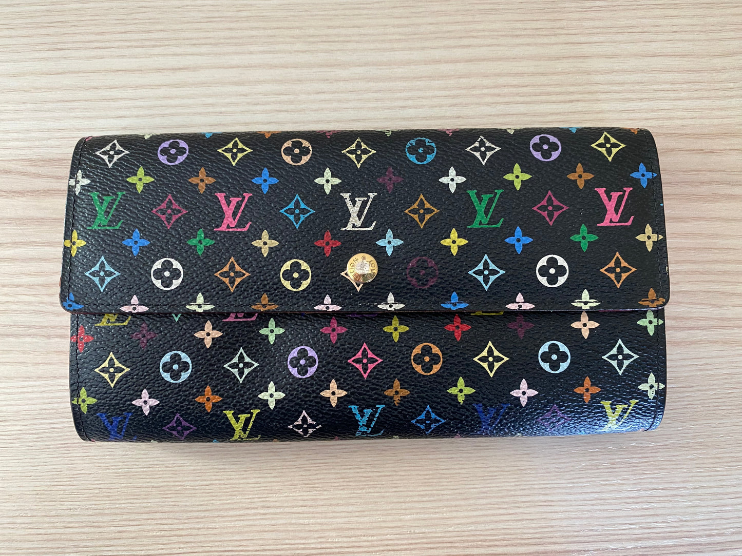 LOUIS VUITTON Monogram Multicolor Sarah Wallet Black Grenade