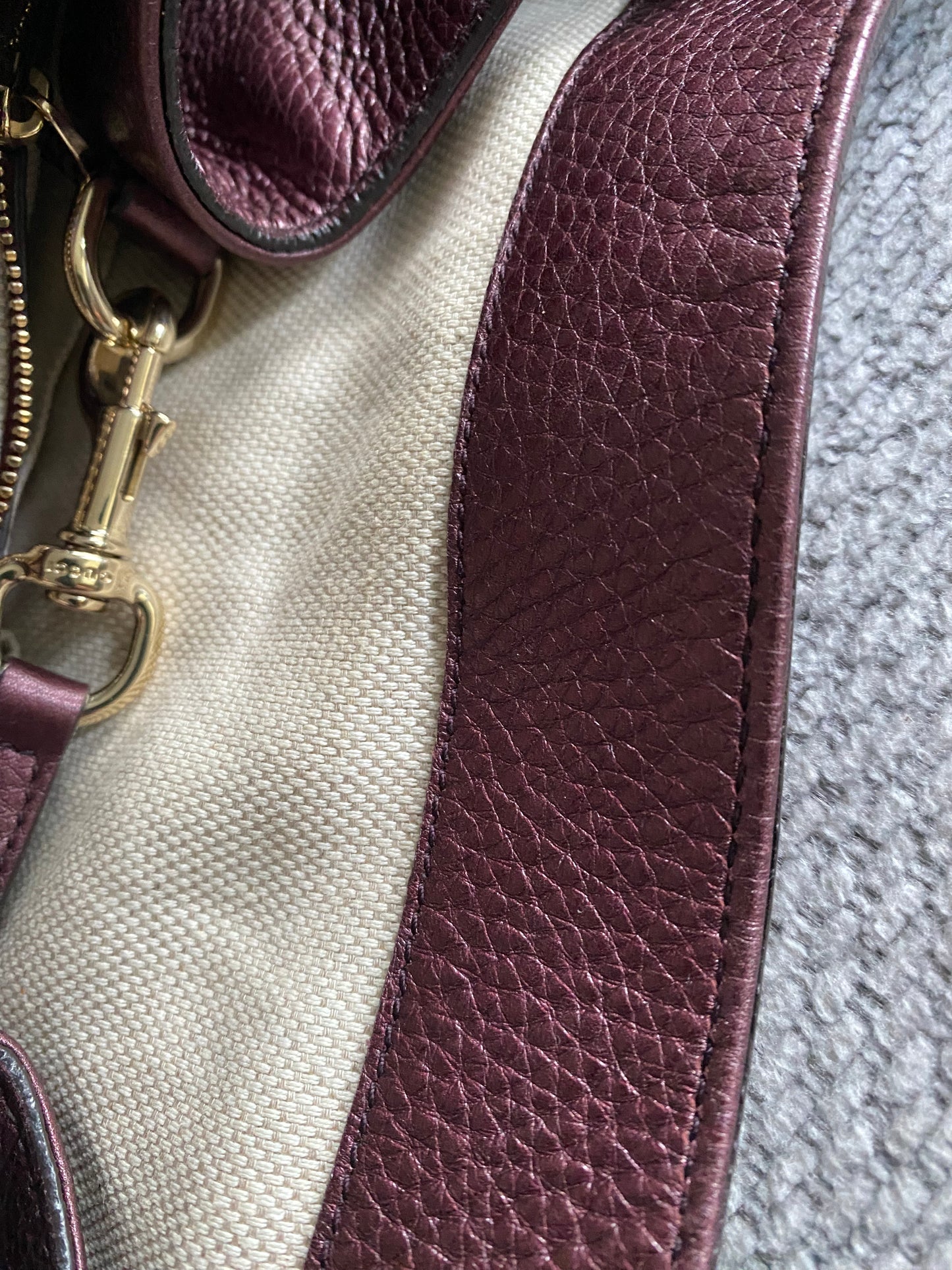 Gucci Soho Interlocking Bordeaux Leather Tote Bag