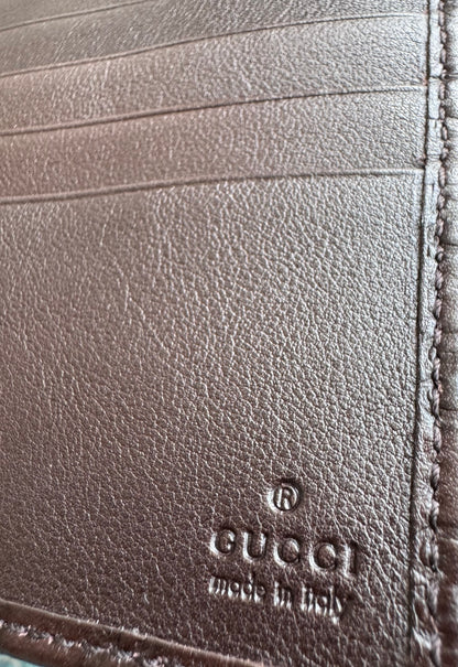 Gucci Leather Micro GG Guccissima Long Bifold Wallet