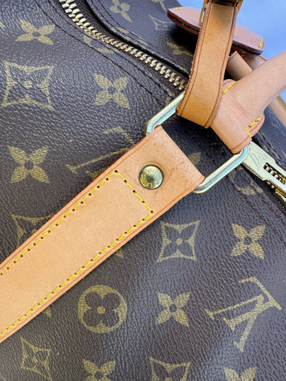 Louis Vuitton Keepall 55 Boston Duffle Travel Bag Brown Canvas