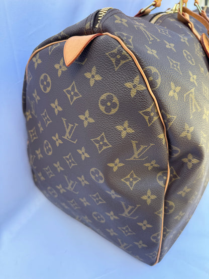 Louis Vuitton Keepall 55 Boston Duffle Travel Bag Brown Canvas