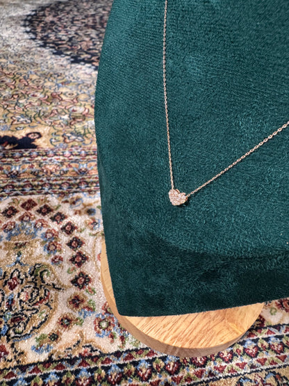 Necklace with Heart Pendant Natural Diamond 0.15ct 18K Gold 15 inches / 39cm