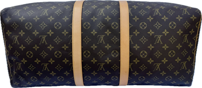 Louis Vuitton Keepall 55 Boston Duffle Travel Bag Brown Canvas