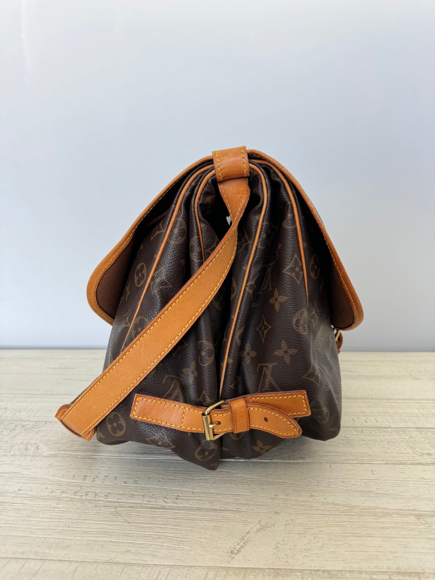 Louis Vuitton Saumur 35 Shoulder Crossbody Bag Brown Canvas