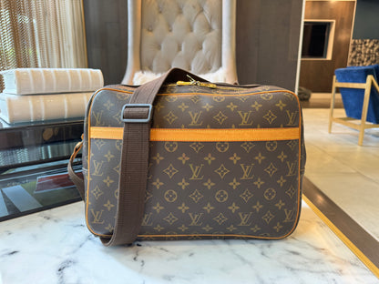 Louis Vuitton Reporter Crossbody Travel Bag GM Brown Canvas