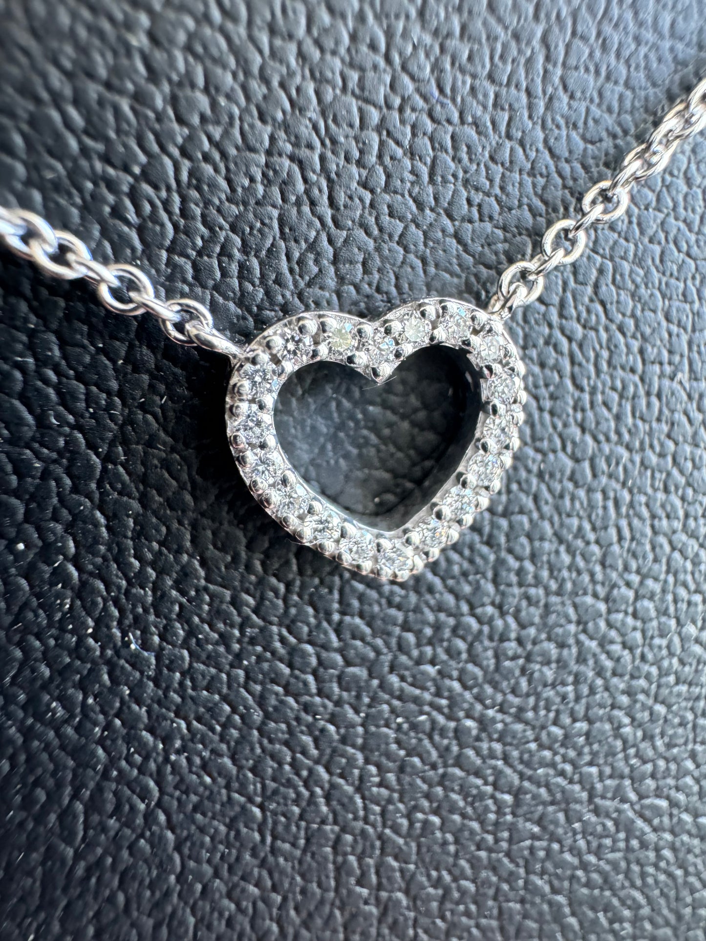 Tiffany & Co Diamond 18K White Gold Metro Heart Pendant 16.5" Necklace in Box