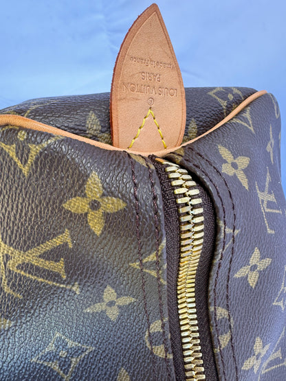Louis Vuitton Keepall 55 Boston Duffle Travel Bag Brown Canvas