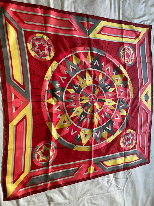 Hermes Le Rose Deo Vents Carre 90 Silk 100% Scarf