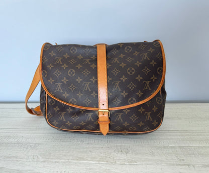 Louis Vuitton Saumur 35 Shoulder Crossbody Bag Brown Canvas