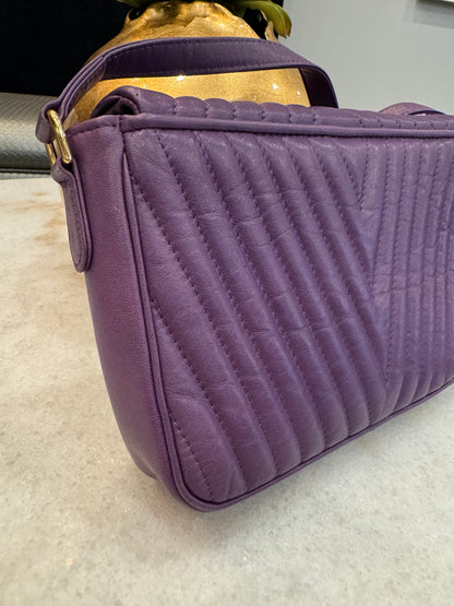 Valentino Garavani Crossbody Quilted Purple Leather Bag