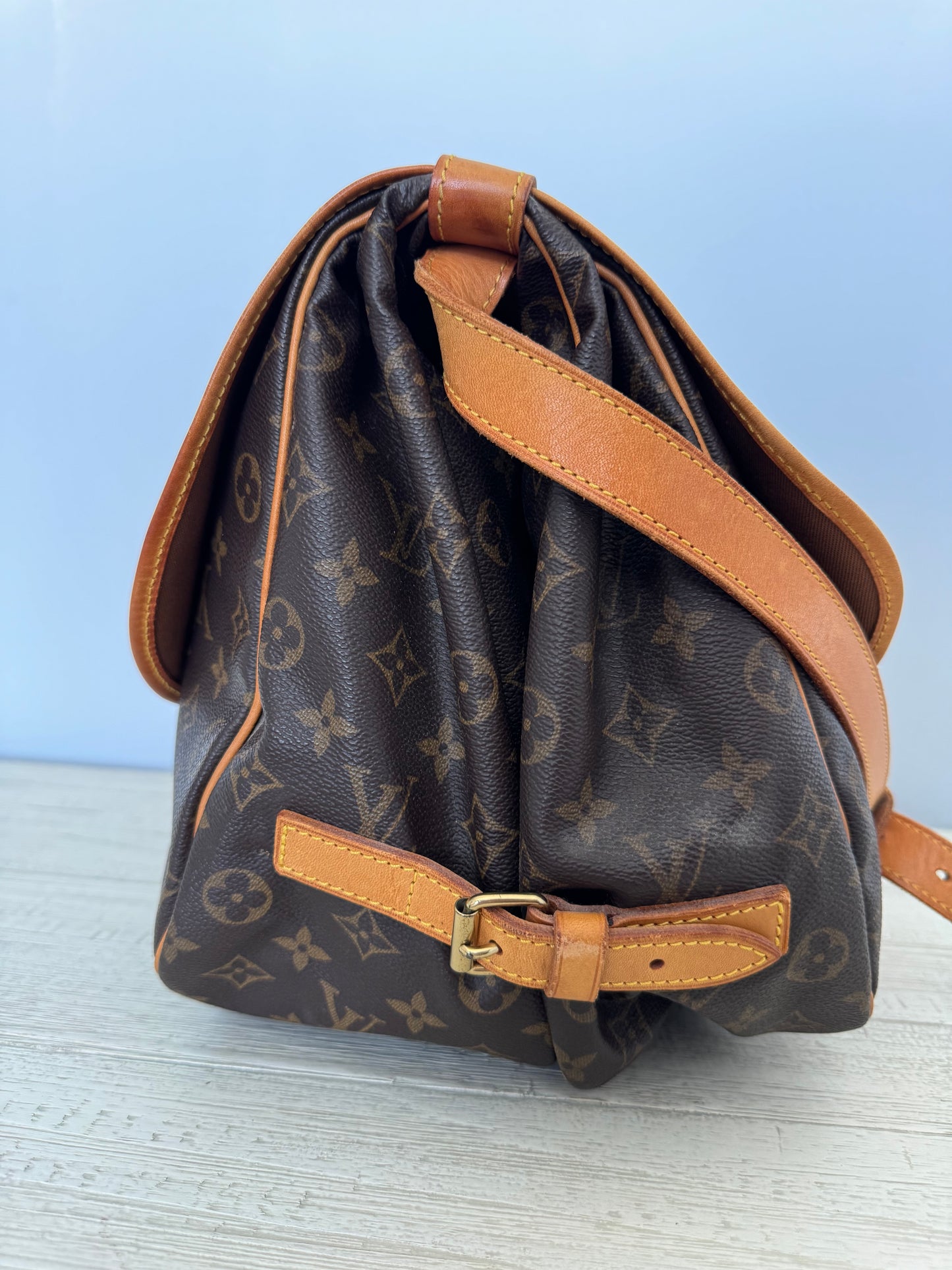 Louis Vuitton Saumur 35 Shoulder Crossbody Bag Brown Canvas