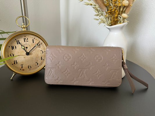 Louis Vuitton Zippy Monogram Beige Empreinte Leather Zip Around Long Wallet