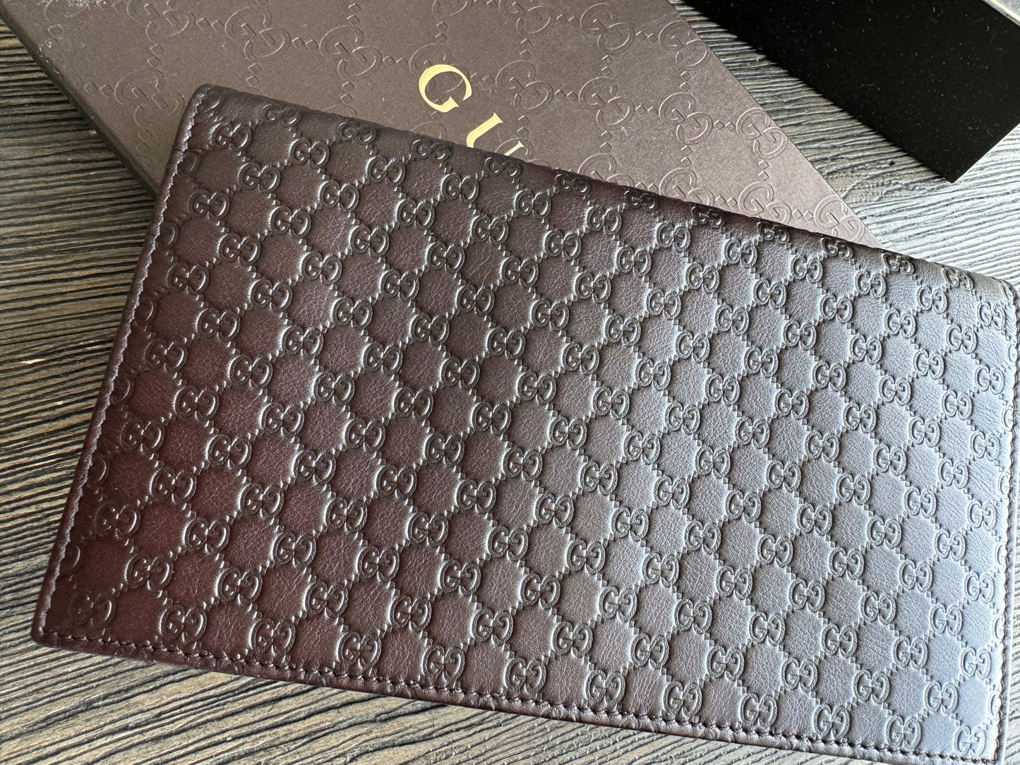 Gucci Leather Micro GG Guccissima Long Bifold Wallet