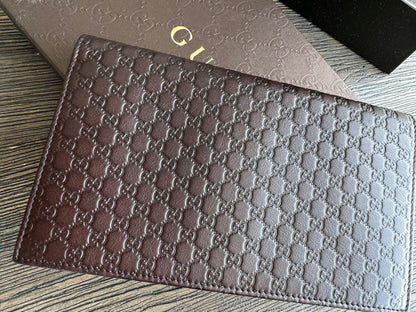 Gucci Leather Micro GG Guccissima Long Bifold Wallet