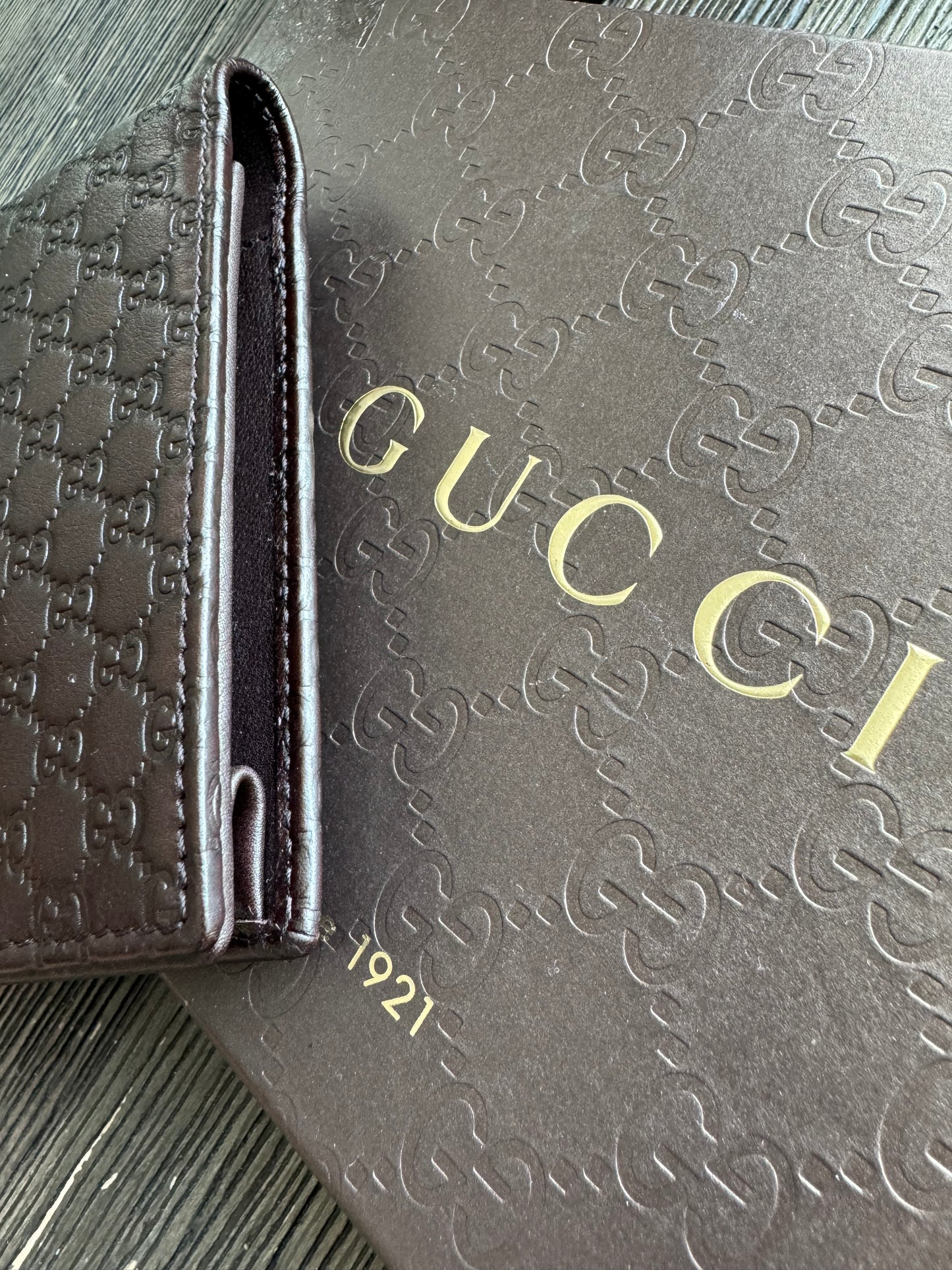 Gucci Leather Micro GG Guccissima Long Bifold Wallet