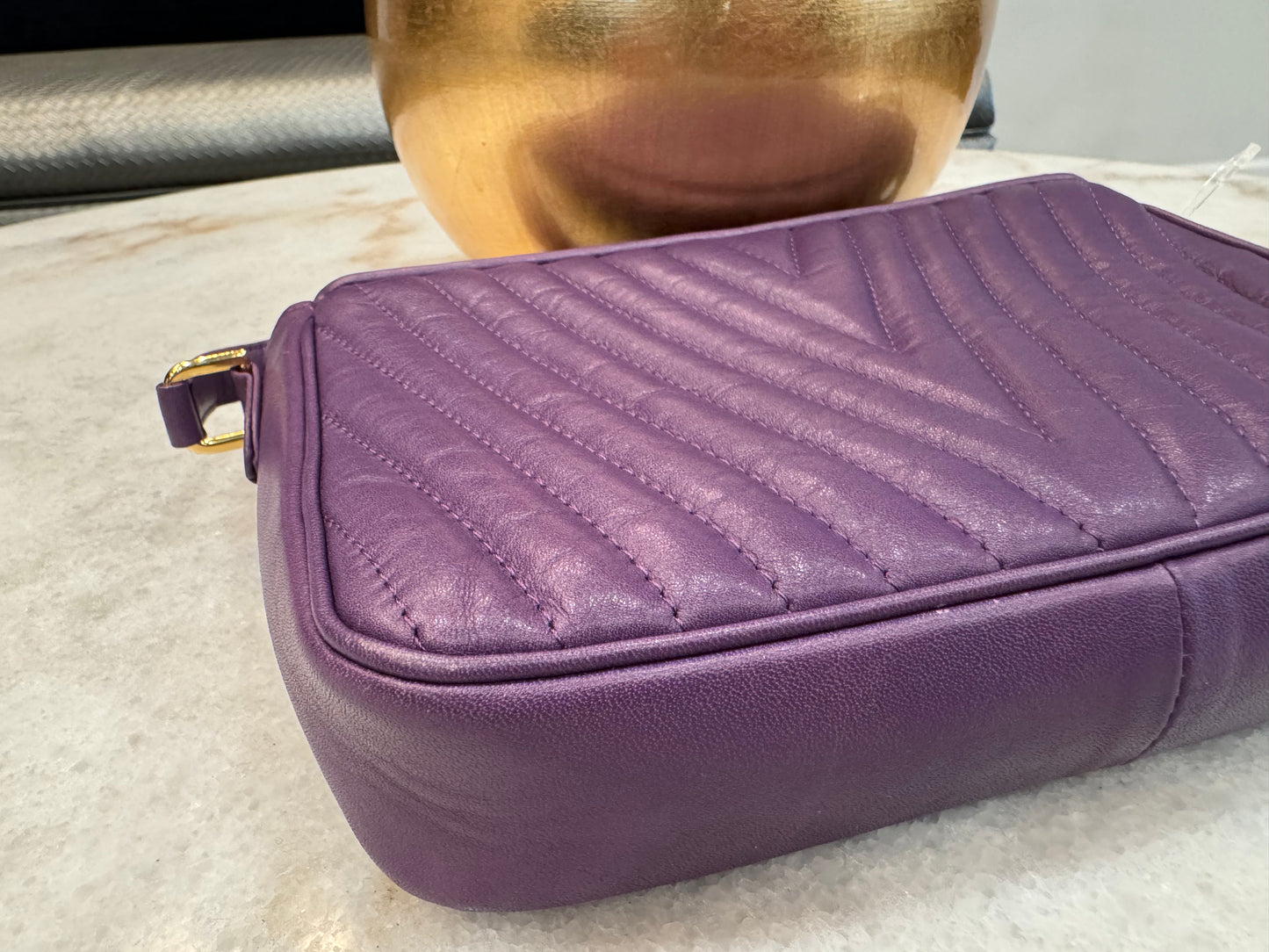 Valentino Garavani Crossbody Quilted Purple Leather Bag