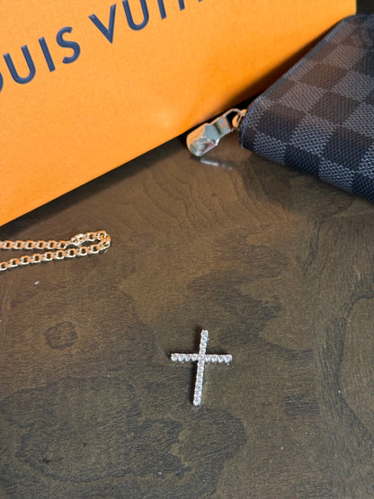 Pendant Cross 14K White Gold Jewelry Charm Natural Diamond 1ct