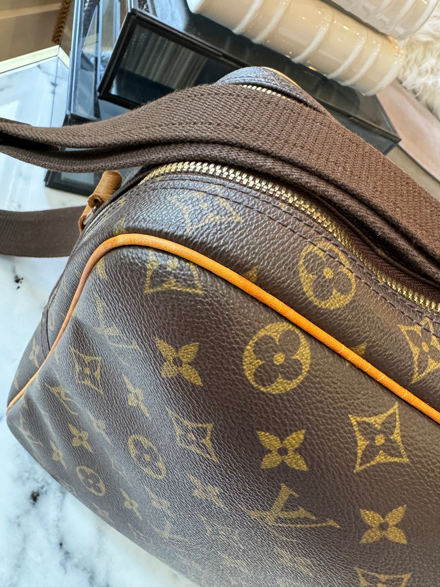 Louis Vuitton Reporter Crossbody Travel Bag GM Brown Canvas