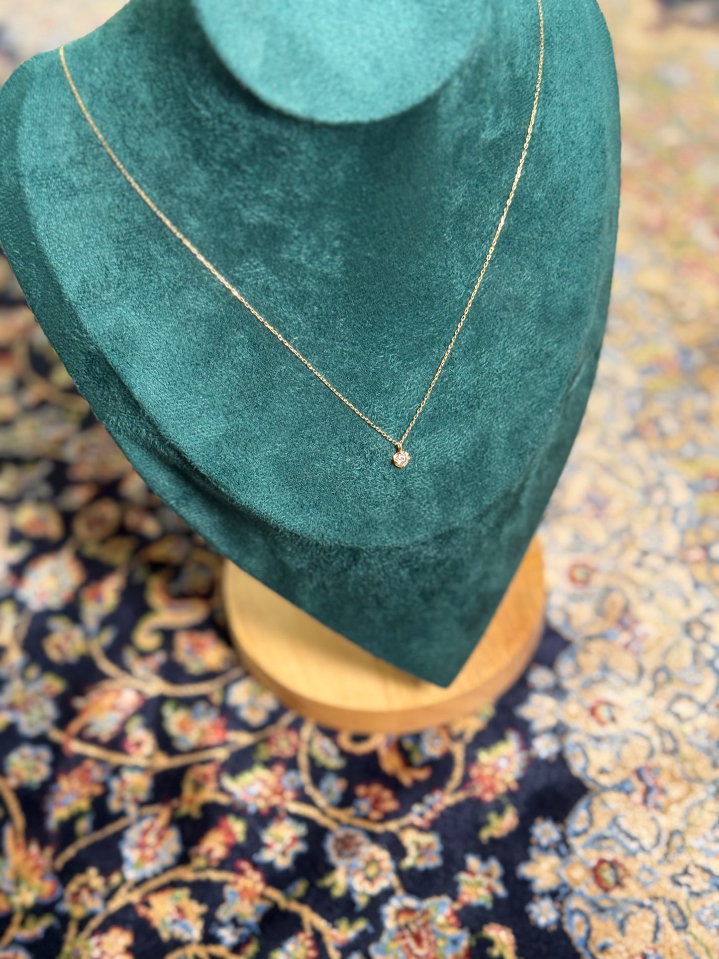 Pendant with Necklace Jewelry Natural Diamond 0.15ct 18K Gold 23 inch