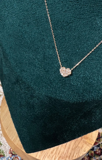 Necklace with Heart Pendant Natural Diamond 0.15ct 18K Gold 15 inches / 39cm