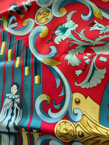 HERMES ORGAUPHONE ET AUTRES MECANIQUES SCARF BY FACONNET 90 CM SILK JACQUARD