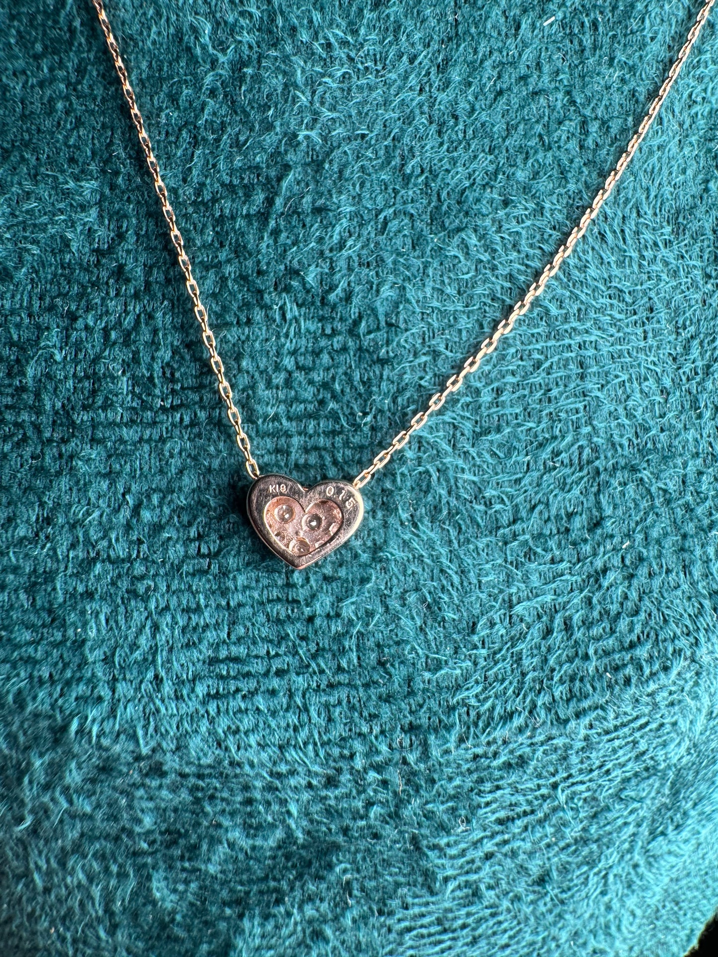 Necklace with Heart Pendant Natural Diamond 0.15ct 18K Gold 15 inches / 39cm