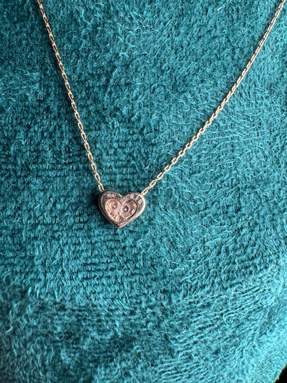 Necklace with Heart Pendant Natural Diamond 0.15ct 18K Gold 15 inches / 39cm