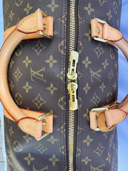 Louis Vuitton Keepall 55 Boston Duffle Travel Bag Brown Canvas