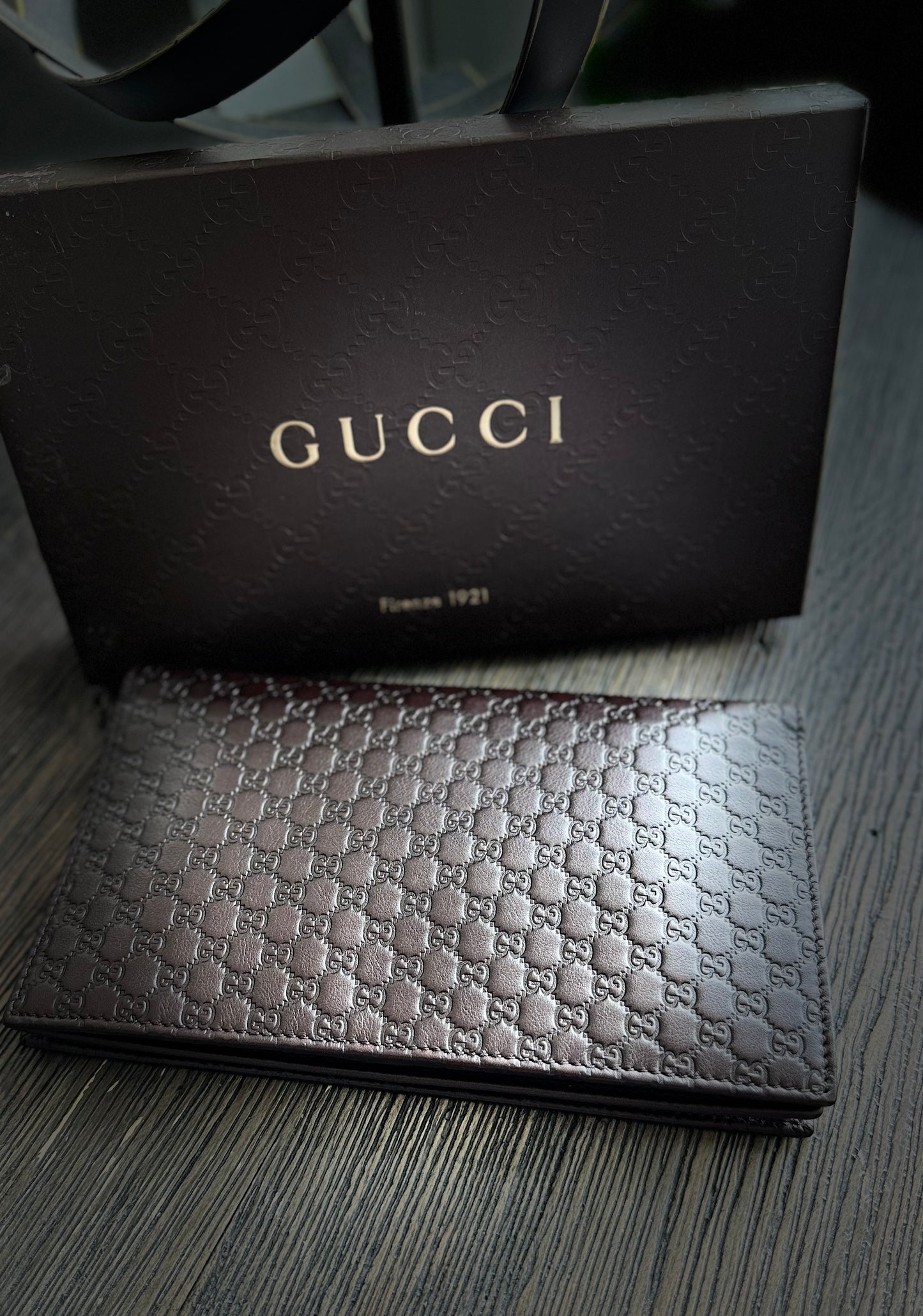 Gucci Leather Micro GG Guccissima Long Bifold Wallet