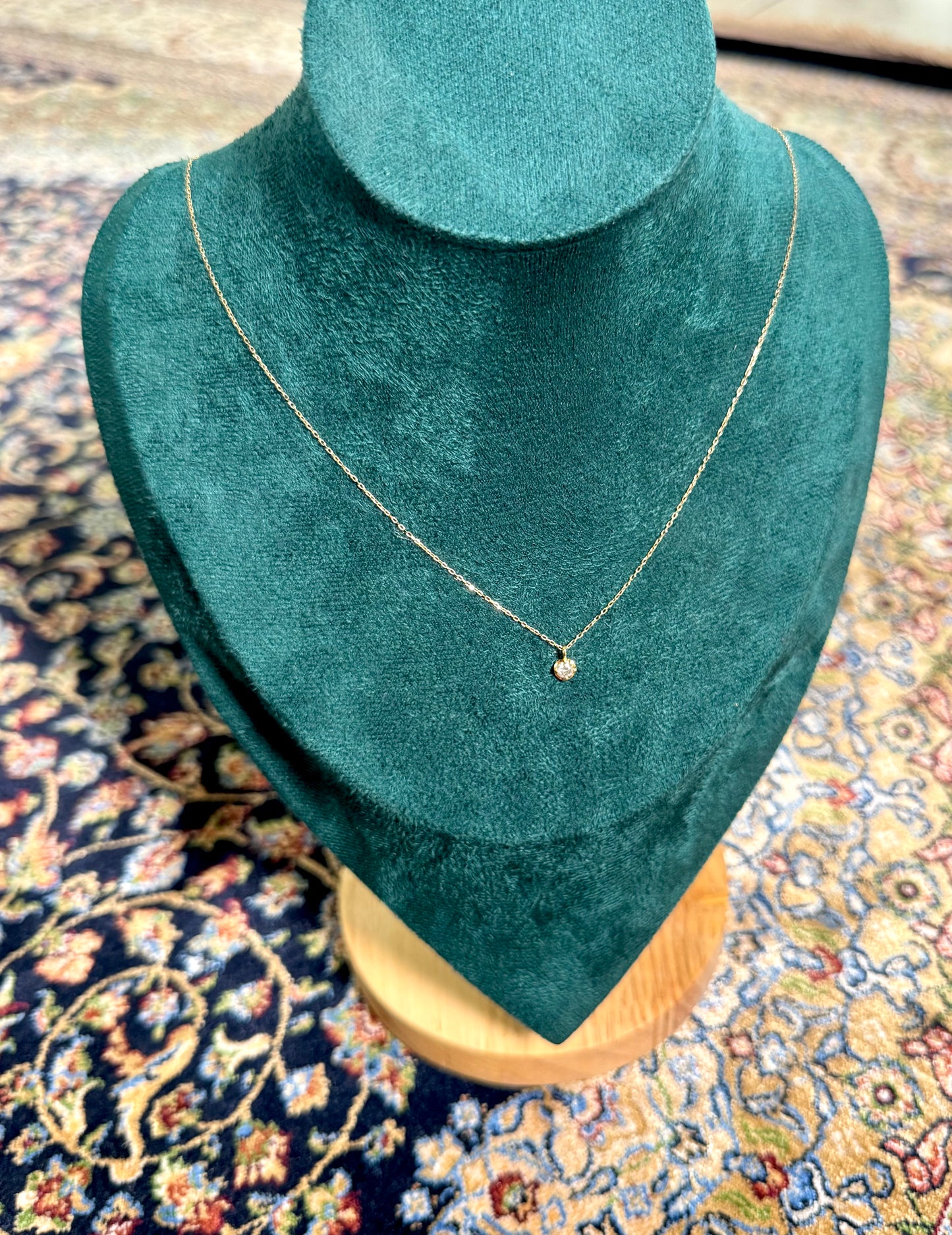 Pendant with Necklace Jewelry Natural Diamond 0.15ct 18K Gold 23 inch