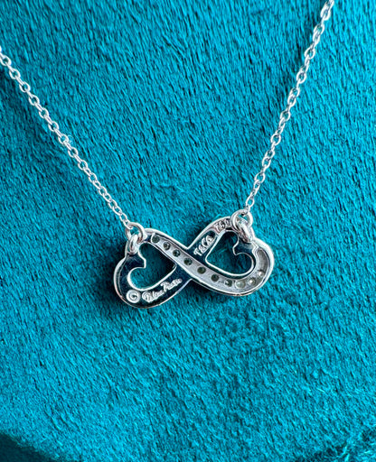 Tiffany & Co Paloma Picasso Double Loving Heart Infinity Necklace 18K White Gold 16.8”