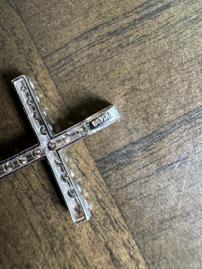 Pendant Cross 14K White Gold Jewelry Charm Natural Diamond 1ct
