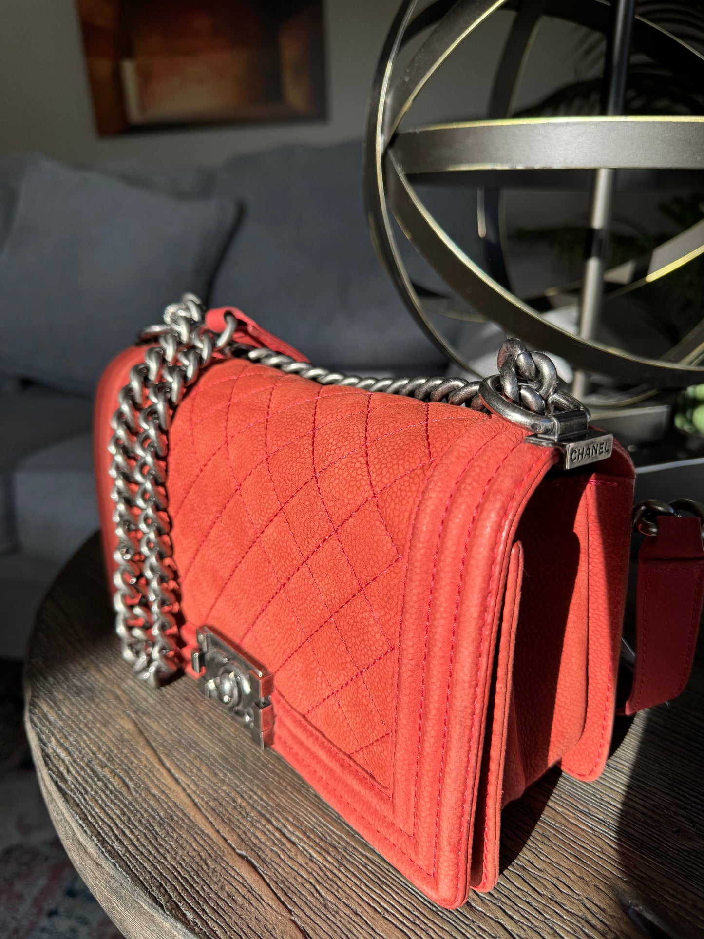 CHANEL Boy Rare Suede Caviar Skin Red