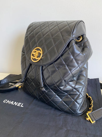 CHANEL Quilted Classic Vintage CC Encircled Lambskin Backpack 24K GOLD Hardware