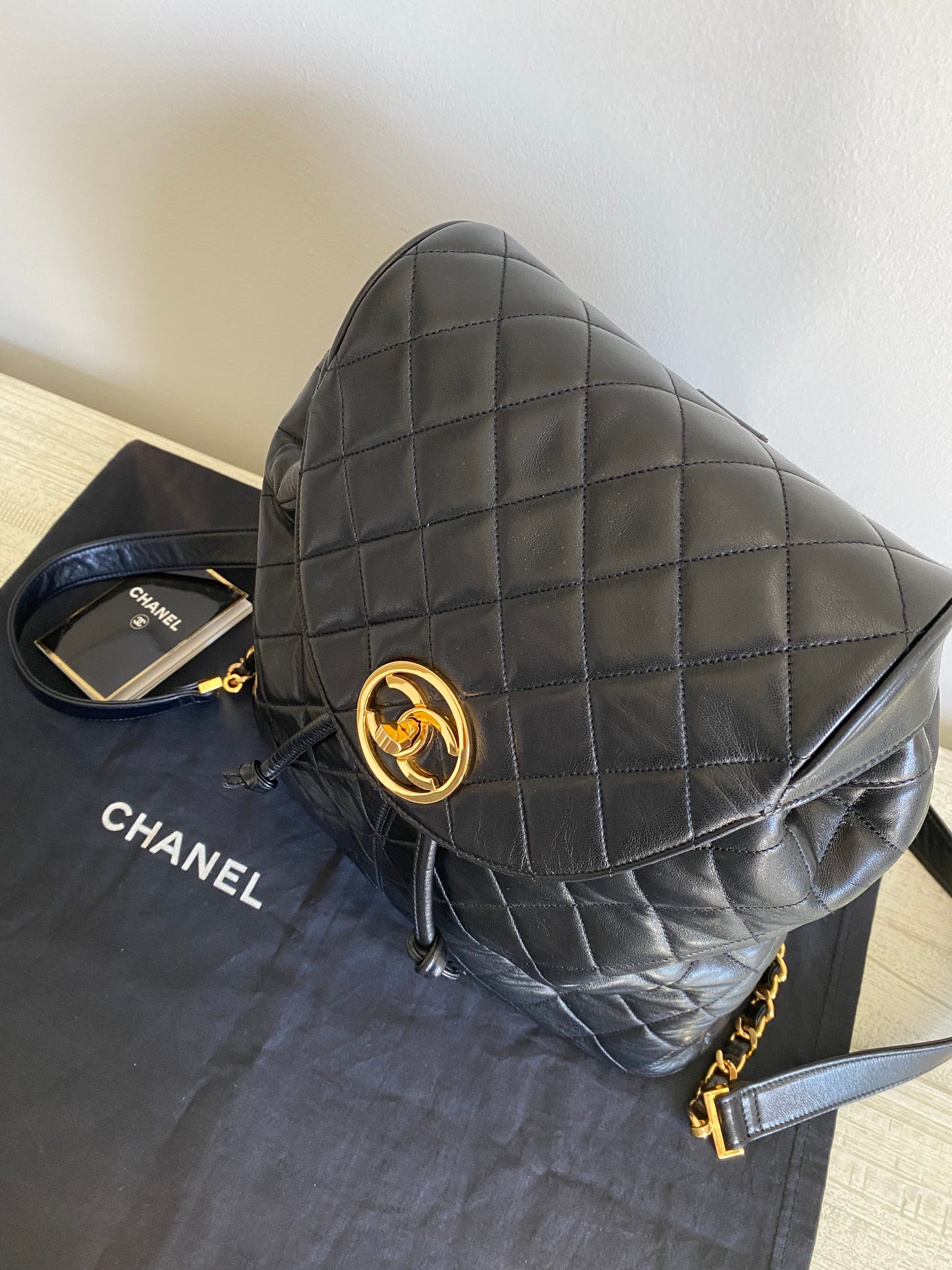 CHANEL Quilted Classic Vintage CC Encircled Lambskin Backpack 24K GOLD Hardware