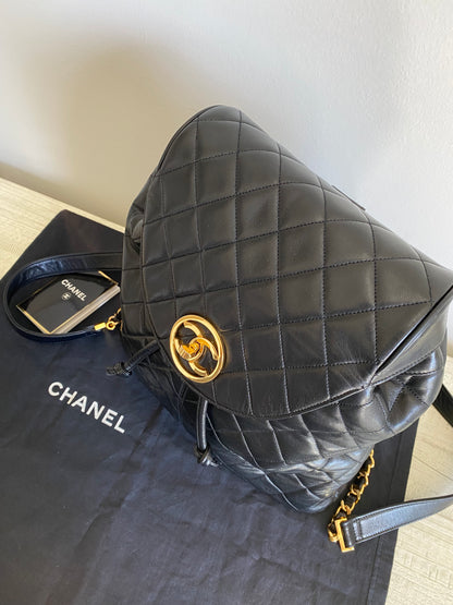 CHANEL Quilted Classic Vintage CC Encircled Lambskin Backpack 24K GOLD Hardware